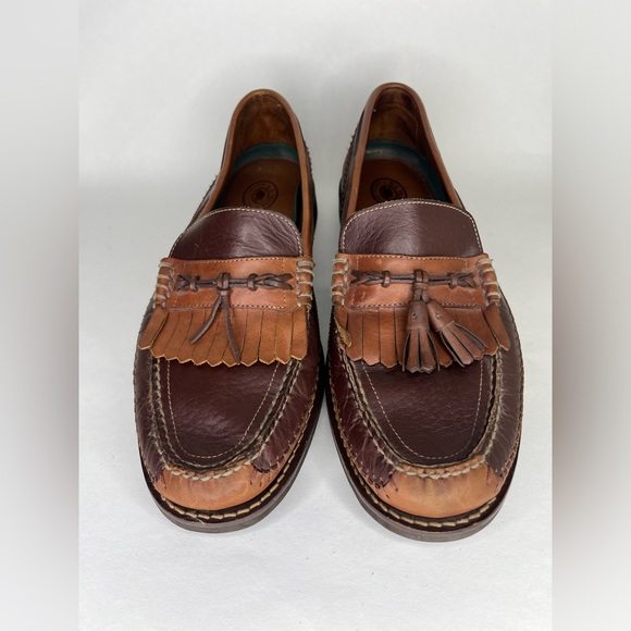H.S. Trask Bozeman Tassel Moc-Toe Dress Loafer Two Tone Leather Mens Size 12M - Picture 15 of 15